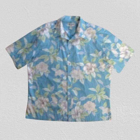 Vintage Men's Hawaiian Shirt 2XL Cooke Street Blue Floral Short Sleeve Cotton - Picture 1 of 7